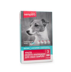 Противопаразитарные капли Sempero на холку для собак 3-10 кг, 0,5 мл (3 пипетки)