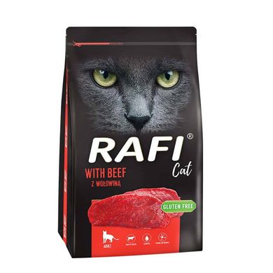 Сухой корм для взрослых кошек RAFI cat с говядиной, 7 кг
