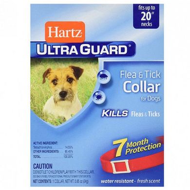 Ошейник Hartz Ultra Guard для собак от блох и клещей, 7мис., 51см, красный