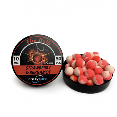 Crazy Carp Strawberry Cream & Bergamot Pop-ups (клубника джем и бергамот) - прикормка для рыбалки, 10мм