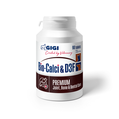 Витамины GIGI Биокальций для здоровья костей собак и кошек с кальцием, фосфором, 90 таблеток