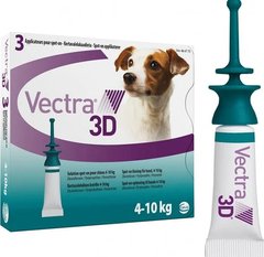 Капли Вектра 3D для собак весом 4-10кг от блох и клещей, 3шт * 1,6мл