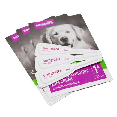 Противопаразитарные капли Sempero на холку для собак 10-25 кг, 1 мл (3 пипетки)