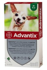 Краплі Bayer Адвантікс для собак до 4кг від бліх та кліщів, 4тюб./уп.