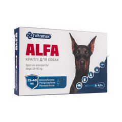 Протипаразитарні краплі Alfa на холку для собак 25-40 кг, 4,7 мл (2 піпетки)