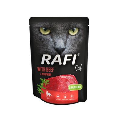 Вологий корм для дорослих котів Dolina Noteci RAFI cat пауч з яловичиною, 300 г