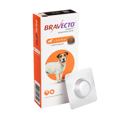 Жевательные таблетки Бравекто для собак весом 4,5-10 кг от блох и клещей, 250 мг