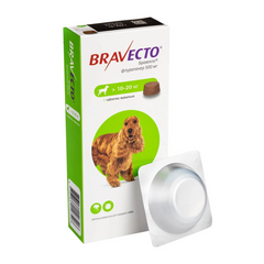 Жевательные таблетки Бравекто для собак весом 10-20 кг от блох и клещей, 500 мг