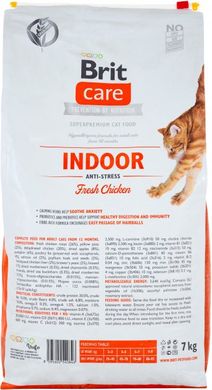 Сухой корм Brit Care Cat GF Indoor Anti-stress для кошек живущих в помещении с мясом курицы, 7 кг