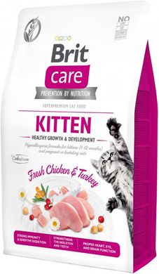 Сухой корм Brit Care Cat GF Kitten HGrowth & Development для котят с курицей и индейкой, 7 кг