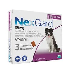 Таблетки Нексгард (L) для собак весом 10-25кг от блох и клещей, (3 табл / уп.)